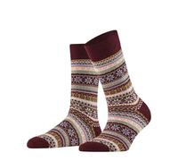 Burlington Fair Isle Delight W So laine fantaisie 1 paire, Chaussettes Femme, Rouge Claret 8435, 36-41