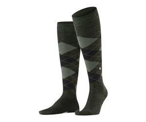 Burlington Melange Edinburgh M Kh Wolle Gemustert Chaussettes, Vert Jade Cream 7185, 42-48 Hommes