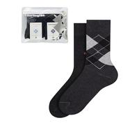 Burlington Travel Pouch Multipack M So coton fantaisie lot de 2 paires, Chaussettes Homme, Gris Dark Grey Mix 0020, 40-46