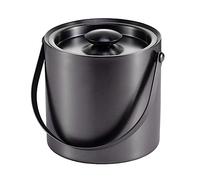 BURLOE Bar Acier Inoxydable Isolation Seau À Glace, Ktv Double Couche Seau À Glace Seau À Glace Verre À Boisson Seau À Glace Rose Or Noir Acier pour Le Stockage De Glaçons Long Refroidissement,Noir