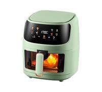 BURLOE Friteuse À Air avec Fenêtre De Visualisation, Friteuse À Air Chaud 8L Fonctions De Cuisson À Une Touche Friteuse À Air Chaud sans Huile Lavable Au Lave-Vaisselle,Vert