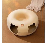 BURLOE Tunnel pour Chat pour Chats D'Intérieur, Donut Hideout Kitten Toy Multifonctionnel Haute Capacité Détachable Résistant À La Déchirure Lavable Lit Tunnel Souple Multiple,Jaune