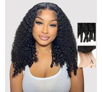 Burmese Curly Perruque Cheveux Humain 9x6 Glueless Wig Human Hair with Spiral Curls Ends,220 Density Drawstring Pre Plucked Pre Cut Wear and Go HD Lace Closure Effortless for Black Women 18 pouces