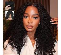 Burmese Curly Perruque Cheveux Humain Burmese Curly v Part Wig Human Hair Perruque Cheveux Humain Perruque Demi Tete Couleur Noire Naturelle 24 Inch
