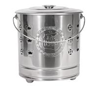 Burn Barrel, Fire Barrel, Portable, Stainless Steel Material Cage with Lid, Fire Hook and Liner, Safe for Patio Garden Balcony Deck Beach Camping, Wood Garbage Leaves Disposal, Outdoor Pit, 26x26x29cm