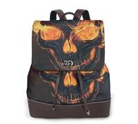 Burn the Skull Sac à dos de voyage tendance pour femme, sac à dos décontracté, sac à dos en cuir imprimé pour femme pour le travail