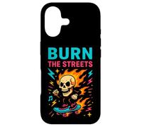 Burn The Streets Funny Skull Skateboard Humour Coque pour iPhone 17