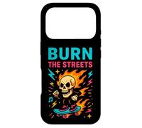 Burn The Streets Funny Skull Skateboard Humour Coque pour iPhone 17 Pro