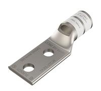 Burndy YA30L-2TC-38 Borne de compression en cuivre à deux trous avec code. Conducteur 300 kcmil, diamètre du trou de goujon de 3/8", espacement des trous de goujon de 2,5 cm, largeur de languette de 3 cm, longueur de 8,8 cm