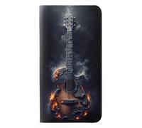 Burned Acoustic Guitar Graphic Etui Flip Housse Cuir pour Google Pixel 10, 10 Pro