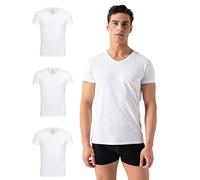 Burnell & Son Business Lot de 4 sous-vêtements avec col en V et col en V pour homme en coton côtelé respirant Taille S à 3 XL Blanc - Blanc - Medium
