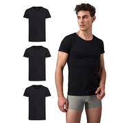 Burnell & Son Lot de 3 t-shirts à col rond pour homme - Stretch - Manches courtes - En coton basique - Coupe ajustée, 3 x noir., M