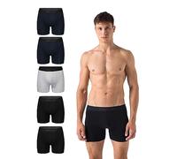 Burnell & Son Lot de 5 boxers pour homme en coton - Caleçons avec taille confortable - Sous-vêtements en coton pour homme en 95 % coton, 2 x noir, 2 x bleu + 1 x gris, M