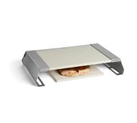BURNHARD Four à pizza pour barbecue à gaz 55 x 37 x 10 cm, couvre-pizza avec thermomètre et pierres à pizza en cordiérite, pizza cover en acier inoxydable, accessoire à pizza