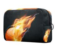 Burning Basketball Illustration Print Cosmetic Bag for Women Travel Toiletries Bags Large Makeup Handy Pouch Organizer Bag with Zipper, multicolore, 18.5x7.5x13cm/7.3x3x5.1in, Trousse de toilette