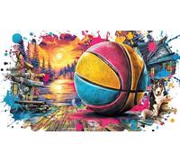 Burning-Basketball-in-Flames Puzzle 1000 pièces Extremement Difficile Jeu Stimulant Papier recyclé pour Adultes et Enfants de 12 Ans et Plus 70x50/1000 pièces