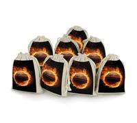 Burning Basketball Pictures - Lot de 8 sacs réutilisables en mousseline de coton naturel avec cordon de serrage - Petite pochette à bijoux pour fête, mariage, sac cadeau pour épices, herbes, bonbons