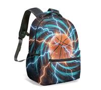 Burning Basketball Sac à dos imprimé complet 40,6 cm pour enfants Sac d'école Lightning Fire Violet Cosmic Dynamic Sac à dos de sport, 03, L, Décontracté