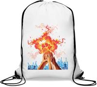 Burning Basketball Team Sport Sac de gym décontracté avec cordon de serrage Blanc