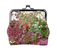 Burning Bush avec imprimé baies rouges double fermoir cadre en métal cuir pochette à monnaie pour femme avec clés, petit sac à main, Noir , Taille unique