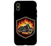 Burning Classic Moto in Flames Moto Lover Biker Coque pour iPhone X/XS