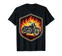 Burning Classic Moto in Flames Moto Lover Biker T-Shirt