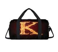 Burning Fire K Sport - Sac de sport avec compartiment à chaussures K pour la nuit, le w nd, le voyage, la gym, l'organisateur de bagages pour femmes, hommes, enfants, filles, garçons