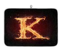 Burning Fire K Tapis égouttoir à vaisselle en microfibre absorbant pour cuisine, cuillère, assiette en verre, 45,7 x 60,9 cm