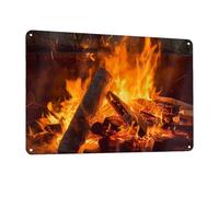 Burning Firewoods - Décoration murale vintage en métal pour salle de bain, chambre à coucher, cuisine, bar, bureau - 30,5 x 20,3 cm