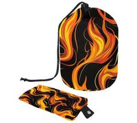 Burning Flames Trousse de maquillage de voyage pour femme, pliable avec cordon de serrage, sac de toilette portable, Flammes brûlantes, 9.9x6.9in/25.2x17.6cm;6x3.5in/15.2x8.8cm, Élégant