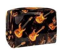Burning Guitars Trousse à cosmétiques pour femme, trousse de toilette de voyage, grande pochette de maquillage en PVC pratique avec fermeture éclair, multicolore, 18.5x7.5x13cm/7.3x3x5.1in, Trousse de