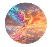 Burning Phoenix Bird Rond Tapis Fantasy Sky Circle Tapis Lavable Doux Antidérapant intérieur pour Salon Chambre Studio 160cm