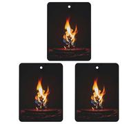 Burning Red Flames Lot de 3 désodorisants carrés à suspendre pour voiture, maison, bureau, style noir