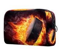 Burning Rockey Flame Trousse de maquillage pour femme, trousse de toilette de voyage, grande pochette de maquillage pratique avec fermeture éclair, multicolore, 18.5x7.5x13cm/7.3x3x5.1in, Trousse de