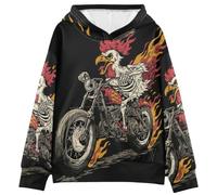 Burning Rooster Sweat à capuche à manches longues pour garçons et filles de 4 à 14 ans
