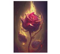 Burning Rose Puzzles en Bois 1000 Pièces pour Adultes, Matériaux Recyclables De Qualité Supérieure Puzzle, Jeu en Famille, 78×53cm