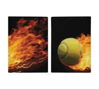 Burning Tennis Pictures Étui de passeport de voyage avec emplacements pour cartes de crédit et fente pour carte d'embarquement pour voyage, carte d'identité familiale (20,3 x 13,7 cm)