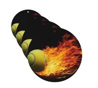 Burning Tennis Pictures Lot de 4 désodorisants de voiture amusants à suspendre pour voiture - Mignon et durable - Décoration à suspendre - Cadeau pour homme et femme - Forme ronde