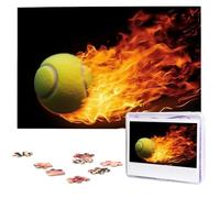 Burning Tennis Pictures - Puzzle en bois de 1 000 pièces personnalisé pour adultes - Puzzles photo personnalisés intéressants - Cadeau pour les vacances, un anniversaire, un mariage