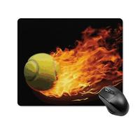 Burning Tennis Pictures Tapis de souris carré portable avec base en caoutchouc antidérapant 18 x 22 cm Tapis de souris de jeu ultra fin pour ordinateur portable Accessoires de bureau