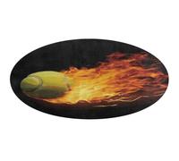 Burning Tennis Pictures Tapis rond doux et absorbant antidérapant pour chambre à coucher, salon, décoration d'intérieur - 80 x 80 cm