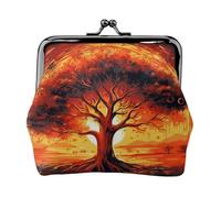 Burning Tree of Life - Petit porte-monnaie en cuir synthétique avec serrure à baiser, porte-monnaie vintage, mini poche à monnaie pour voyage, fête