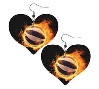 Burning volleyball images boucles d'oreilles en cuir pour femme boucles d'oreilles cœur boucles d'oreilles pendantes légères bijoux cadeaux