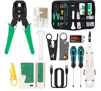 BURNNOVE 18 en 1 Testeur de Network Réseau Câble Kits d'Outil de Réparation d'Ordinateur Maintenance de Testeur de LAN Réseau du Informatique pour RJ45/11/12 avec 17 Connecteurs et Câble de 2M