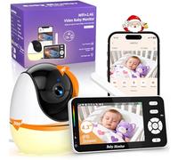 BURNNOVE Babyphone Camera WiFi 4.3" IPS Babyphone Connecté Smartphone Application Suivi Automatique 360° View Détection Mouvements Pleurs Vision Nocturne Caméra avec Veilleuse PTZ VOX Température