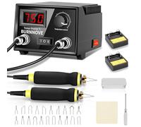 BURNNOVE Kit Pyrogravure Bois 100W avec Double Stylo et Écran LCD | Température réglable de 100 à 750°C, 21 pointes, support, éponge et boîte de rangement pour gravure sur bois et cuir