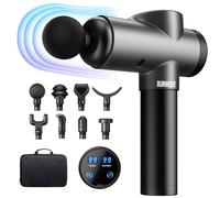 BURNNOVE Pistolet de Massage Musculaire Profond 2800mAh Masseurs Électriques Portables 99 Vitesses Massage Gun Faible Bruit Réglable avec Écran Tactile LED 8 Têtes Remplaçables 1 Sac de Rangement