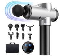 BURNNOVE Pistolet de Massage Musculaire Profond 2800mAh Masseurs Électriques Portables 99 Vitesses Massage Gun Faible Bruit Réglable avec Écran Tactile LED 8 Têtes Remplaçables 1 Sac de Rangement