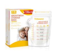 BURNNOVE Sachet Conservation Lait Maternelle 250ml Lot de 130 Sac Congelation Lait Maternelle sans BPA Pré-stérilisés Sac de Stockage avec Double Glissière de Sécurité Bec Verseur
