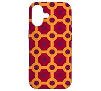 Burnt Orange Deep Maroon Red Circles Connected Rods Pattern Coque pour iPhone 17